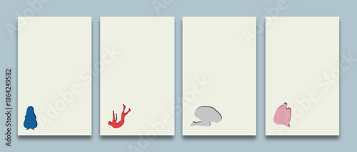 Minimal mental health vertical template with small abstract human silhouette and large copy space. Concept of vulnerability, emotional struggle and psychological support. Ideal for presentations and c