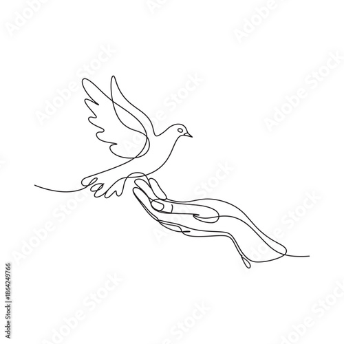 Bird taking flight from an outstretched hand