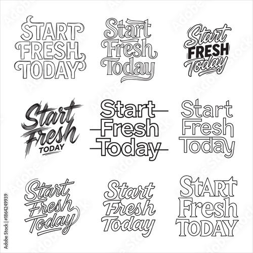 Elegant Motivational Start Fresh Today Brush Silhouette Art