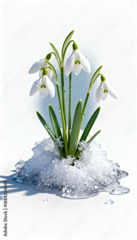 custom made wallpaper toronto digitalSnowdrops blooming through melting snow with water droplets on petals, symbolizing early spring and renewal