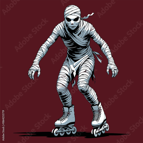 illustration of a mummy suitable for inline skating