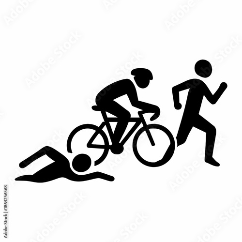 Triathlete Transitioning Between Swimming, Cycling, And Running