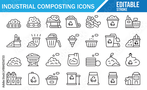 Recycling and Green Technology Outline Symbols