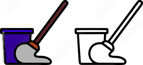 Floor Mop Cleaning Equipment Vector Icon
