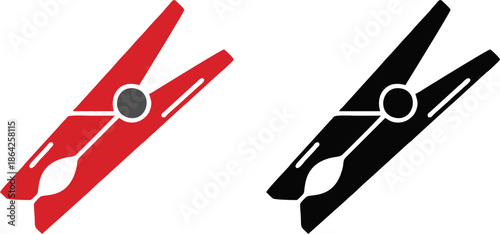 Plastic Clothespin Laundry Vector Icon
