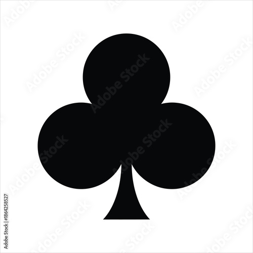 Minimalist black club symbol from playing cards rendered as bold vector silhouette on white background