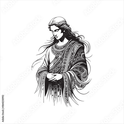 Classical Woman Portrait Vintage Style Vector