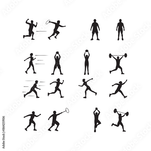Dynamic Silhouettes Of People Engaged In Sports, Fitness, And Outdoor Exercise Activities