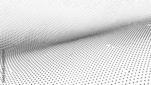 Abstract dotted wave pattern rendered in black and white, perfect for digital backgrounds and graphic design elements