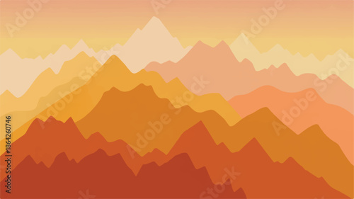 abstract mountain range landscape with orange and yellow hues in layers