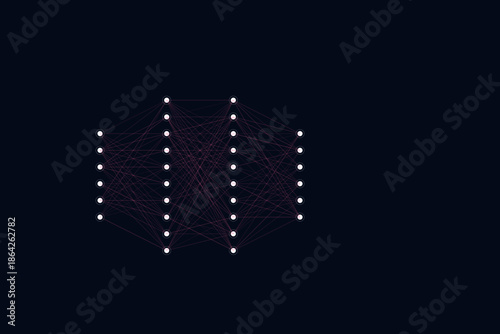 Abstract Deep Learning Algorithm Structure - Multi-Layer Neural Network Diagram on Dark Background