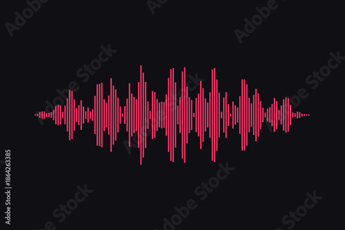 Linear Sound Wave Recording - Red Digital Audio Spectrum and Voice Amplitude
