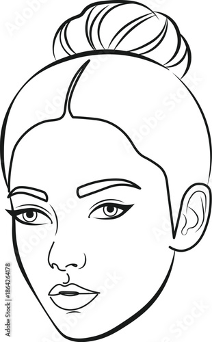 Elegant woman's face with a stylish updo hairstyle sketch