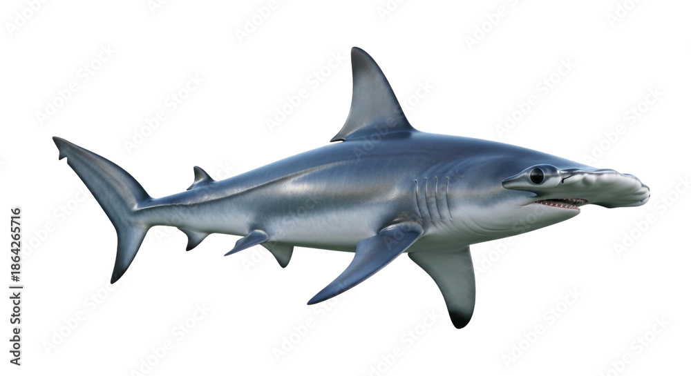 Obraz premium Hammerhead shark 3d transparent background cutout png