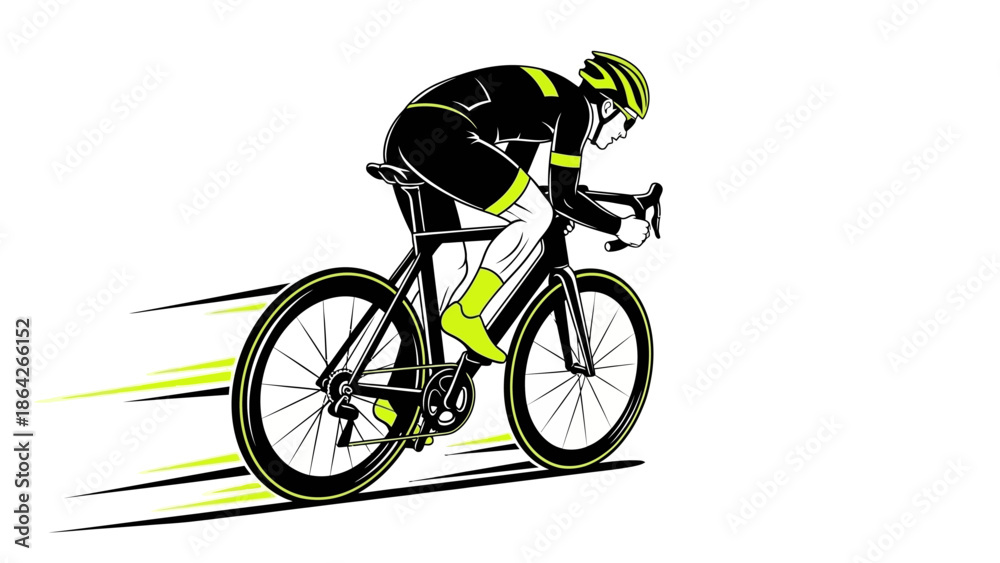 Fototapeta premium Professional cyclist riding bicycle at high speed with motion blur