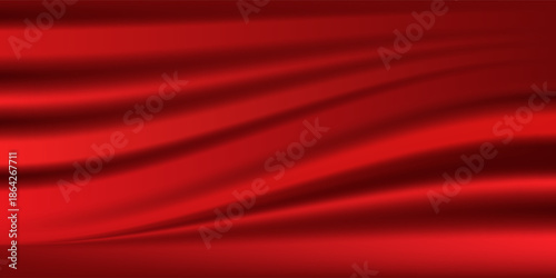 Luxury red satin smooth fabric background. Abstract background luxury red cloth or liquid wave or wavy folds of silk satin background. Red silky fabric. Decoration element for design.