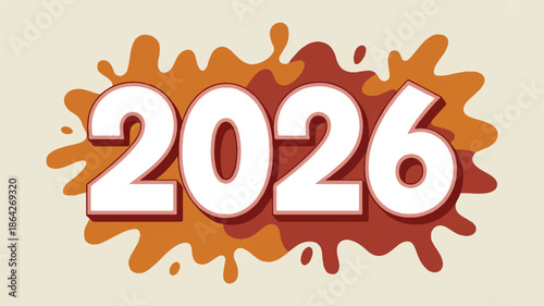 large white numbers on orange and brown paint splatter background