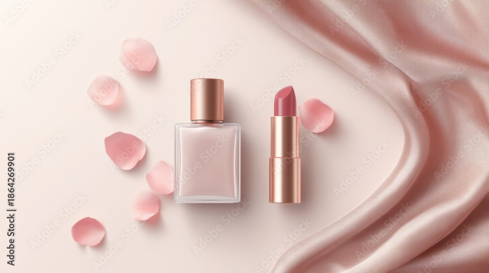 custom made wallpaper toronto digitalBottle of perfume and a lipstick are displayed on a table with pink flowers. Valentines day.