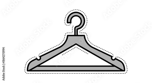 Simple clothes hanger icon in black and white outline style  