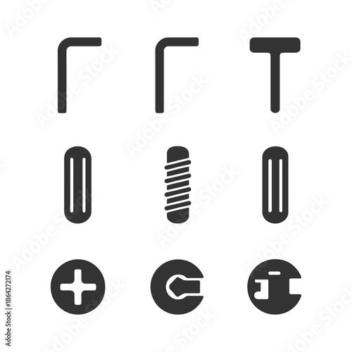 Assorted allen and wrench icons for tool identification and usage guide.