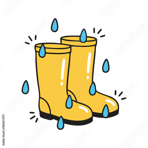 Yellow Rain Boots with Water Drops for Weather and Protection 