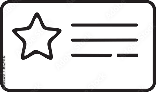 Reward card or discount coupon icon with star symbol, loyalty program and gift voucher vector
