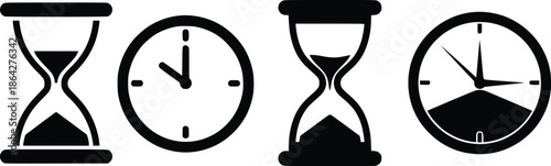 Iconic hourglass and clock symbols represent the passage of time and urgency.