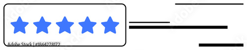 Customer satisfaction, feedback, quality assurance, service evaluation, review ratings, online reputation. Five blue stars with black lines suggesting text. Customer satisfaction and feedback