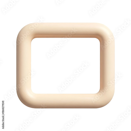 Minimalist cream rounded square frame isolated on white background