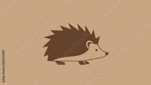 Stylized Brown Hedgehog Icon on a Simple Background.
