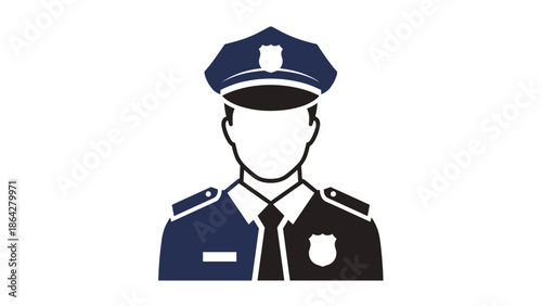 Illustration of a police officer uniform and hat.