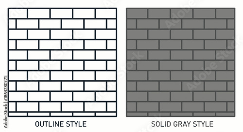 Brick wall pattern icon in outline and solid gray styles