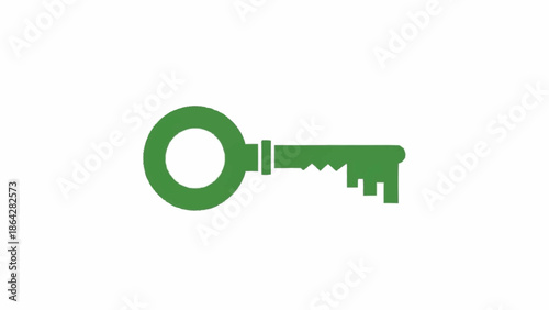 Simple green key icon on white background.