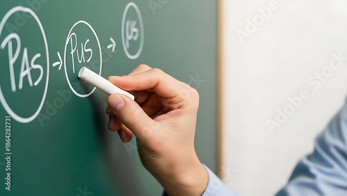 Writing chemical reaction on chalkboard
