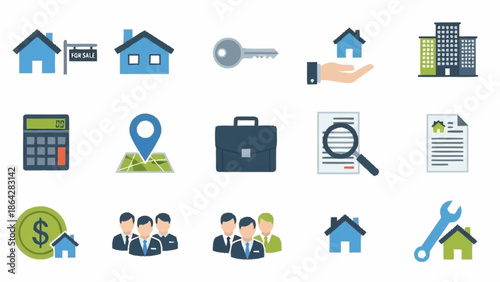 Real Estate and Property Management Icons Collection.