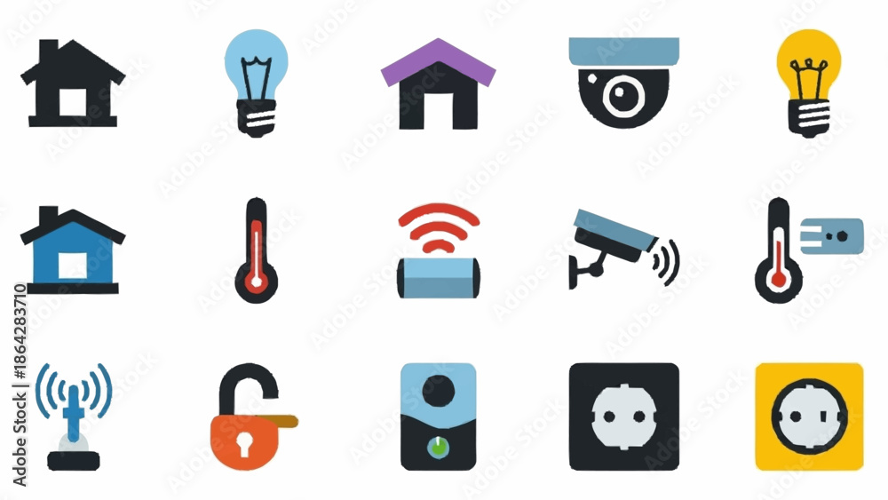 Fototapeta premium Collection of Modern Smart Home Icons and Symbols.