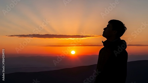 Silhouette watching sunset