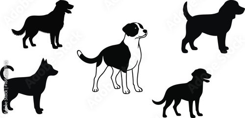 Collection of black dog silhouettes