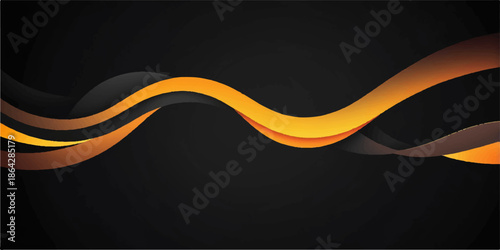 Abstract vector background design with black and yellow color lines forming a modern wave pattern, ideal for business concept illustrations or technology templates