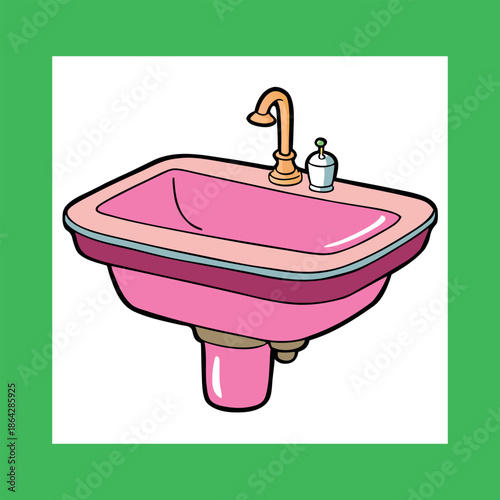 Faucet basin icon flat vector water pipeline sewer construction