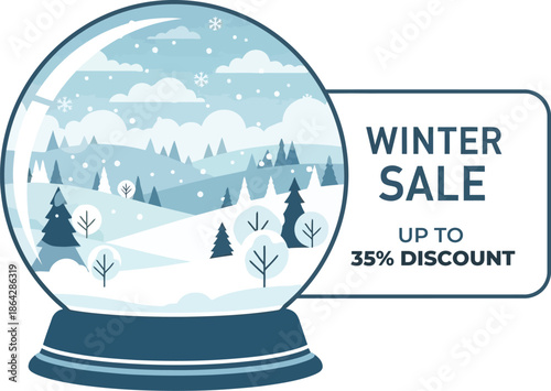 Winter sale label vector badge for shopping event