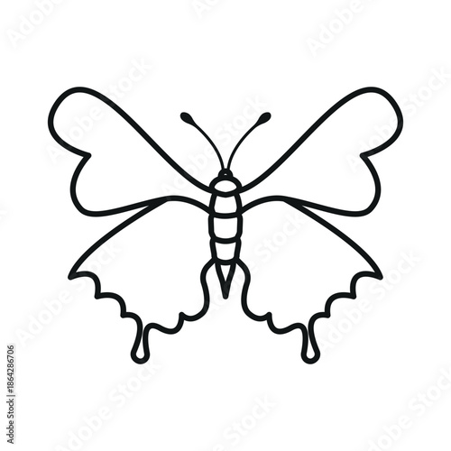 Butterfly icon in trendy flat design