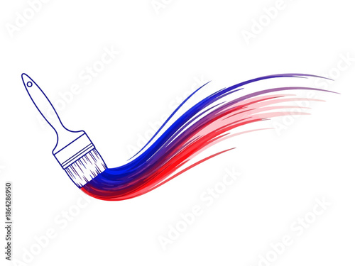 Creative Brushstroke Design with Red and Blue Colors A Painting Concept for Art & Design