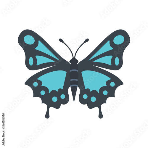 Butterfly icon in trendy flat design