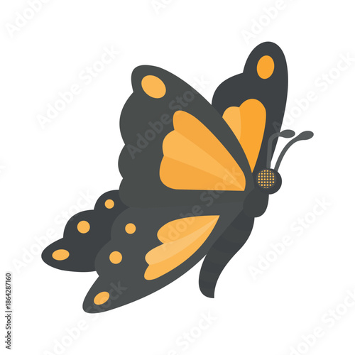 Butterfly icon in trendy flat design