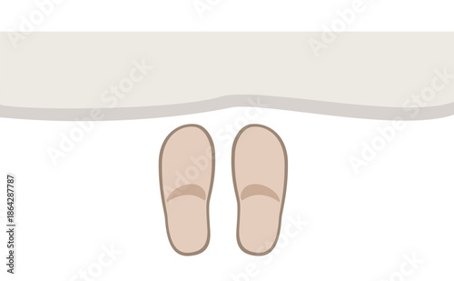 Hotel slippers beside bed – cozy accommodation detail illustration