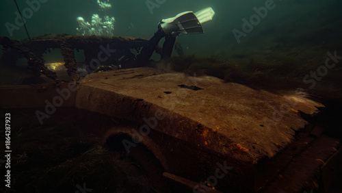 Scuba diving in the lake in UK