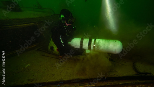 Scuba diving in the lake in UK