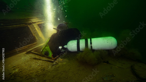 Scuba diving in the lake in UK