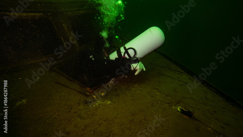 Scuba diving in the lake in UK